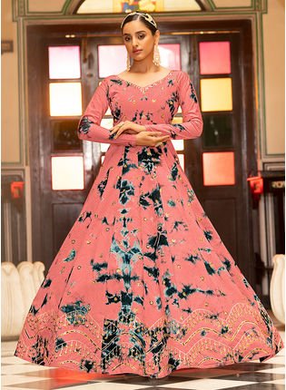 Buy Onion Pink Gown by Designer VARUN CHAKKILAM Online at Ogaan.com
